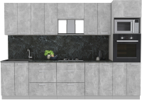 Готовая кухня Интерлиния Мила Лайт 3.0 ВТ (бетон/бетон/кастилло темный) - 