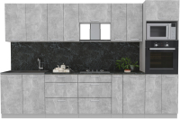 Кухонный гарнитур Интерлиния Мила Лайт 3.2 ВТ (бетон/бетон/кастилло темный) - 
