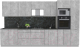 Кухонный гарнитур Интерлиния Мила Лайт 3.6 ВТ (бетон/бетон/кастилло темный) - 