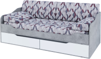 Кровать-тахта SV-мебель Грей К с ящиками 90x200 (цемент светлый/белый/без фотопечати) - 