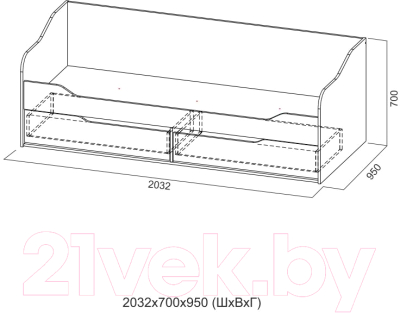 Кровать-тахта SV-мебель Грей К с ящиками 90x200 (цемент светлый/белый/без фотопечати)