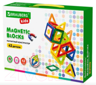 Конструктор магнитный Brauberg Kids Magnetic Big Blocks-42 / 663846
