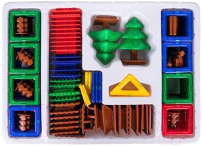 Конструктор магнитный Brauberg Kids Magnetic Mega Build Blocks-129 Построй дом / 663850
