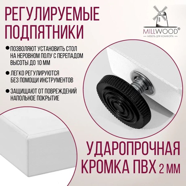 Купить Обеденный стол Millwood Лофт Уэльс Л 160x80x75 в Жодино