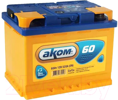 Автомобильный аккумулятор AKOM 6CT-60 Рус L+ 540A (60 А/ч)