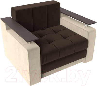 Кресло-кровать Mebelico Комфорт 12 (микровельвет, коричневый/бежевый)