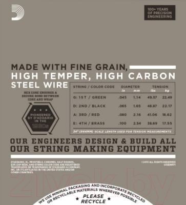 Изображение товара Струны для бас-гитары D'Addario ENR71