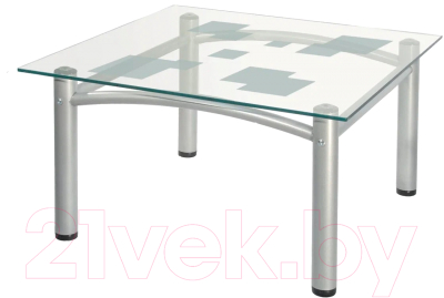 Журнальный столик Мебелик Робер 2М (металлик/стекло прозрачное)