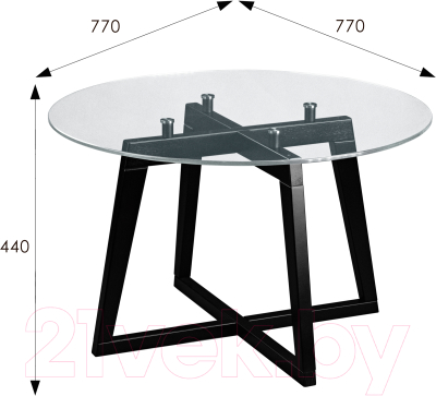 Журнальный столик Мебелик Рилле 445 (венге/стекло прозрачное круг)
