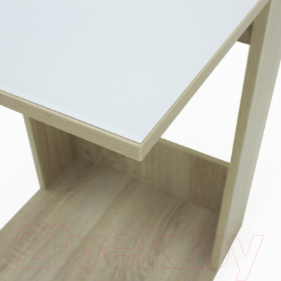 Приставной столик Мебелик BeautyStyle 3 (сонома/стекло белое)