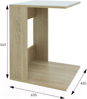 Приставной столик Мебелик BeautyStyle 3 (сонома/стекло белое)