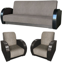 Комплект мягкой мебели Асмана Антуан-1 (рогожка беж/кожзам коричневый) - 