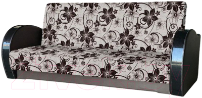 Комплект мягкой мебели Асмана Антуан-1 (рогожка цветок крупный коричневый/кожзам коричневый)