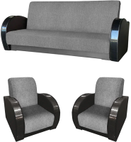 Комплект мягкой мебели Асмана Антуан-1 (рогожка серая/кожзам черный) - 