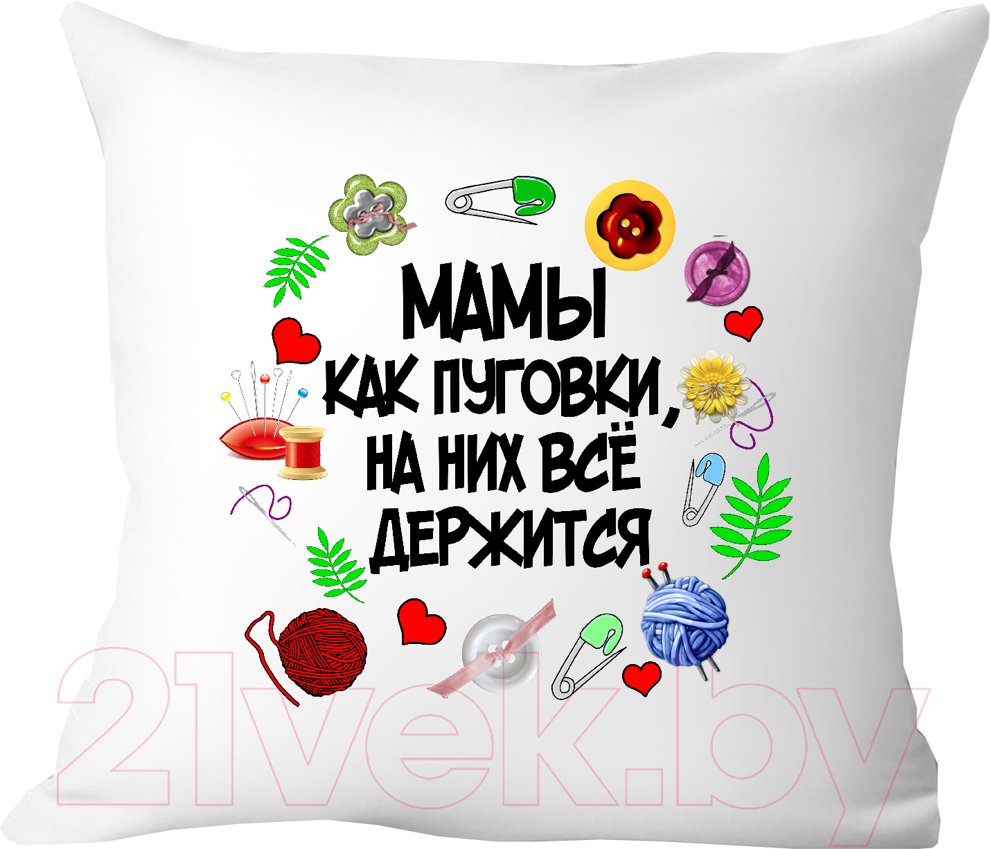 Подушка декоративная Print Style Мамы как пуговки, на них все держится 40х40bel28
