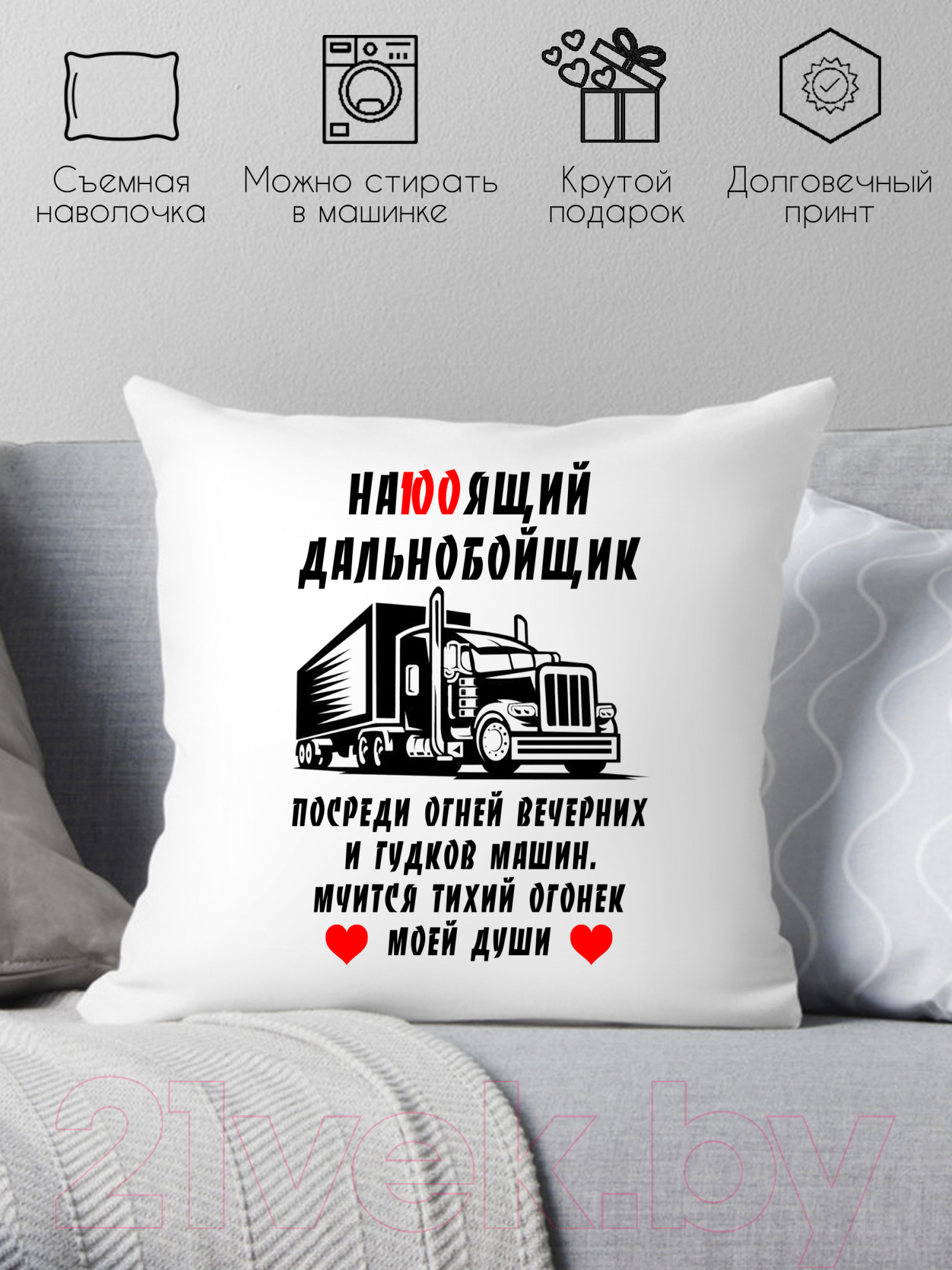 Подушка декоративная Print Style Настоящий дальнобойщик 40х40raz18 — фото 3