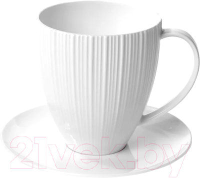 Чашка с блюдцем Fissman Elegance White 9334