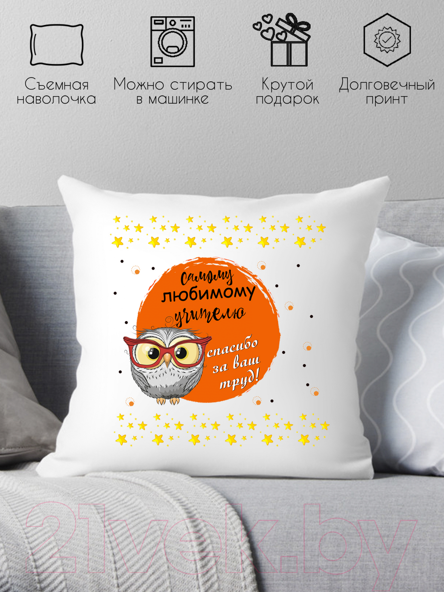 Подушка декоративная Print Style Самому лучшему учителю 40х40uch2 — фото 2