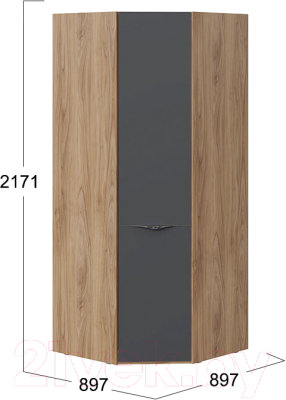 Шкаф ТриЯ Глосс со стеклянной дверью СМ-319.07.311 (яблоня беллуно/стекло графит матовый)
