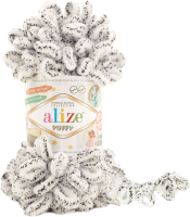 Пряжа для вязания Alize Puffy 100% микрополиэстер / 686 (9м, белый леопард) - 