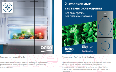 Холодильник с морозильником Beko B3DRCNK402HXBR