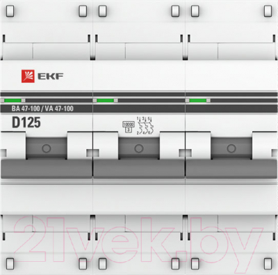 Выключатель автоматический EKF PROxima ВА 47-100 3P 125А (D) 10kA / mcb47100-3-125D-pro