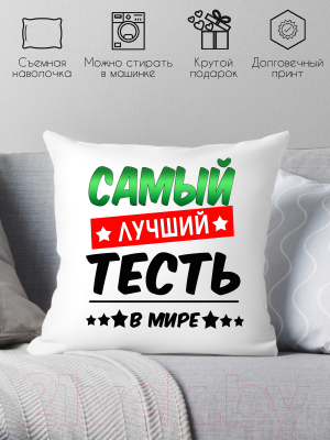 Подушка декоративная Print Style Самый лучший тесть в мире 40x40raz5