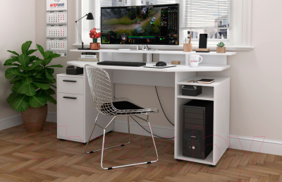 Компьютерный стол Интерлиния Skill-1 (белый/белый)
