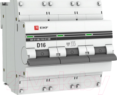 Выключатель автоматический EKF PROxima ВА 47-100 3P 16A (D) 10kA / mcb47100-3-16D-pro