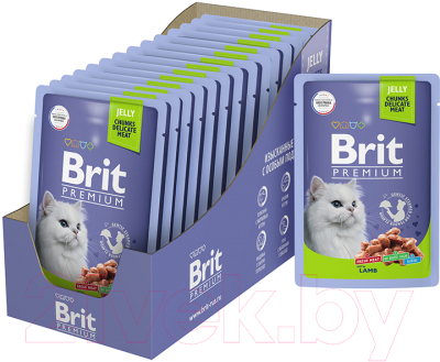 Влажный корм для кошек Brit Premium для взрослых кошек ягненок в желе / 5050147 (85г)