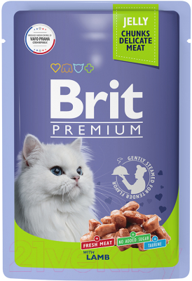 Влажный корм для кошек Brit Premium для взрослых кошек ягненок в желе / 5050147 (85г)