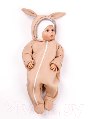 Комбинезон для малышей Amarobaby Bunny / AB-OD22-BUNNY302/03-74 (бежевый, р.74)