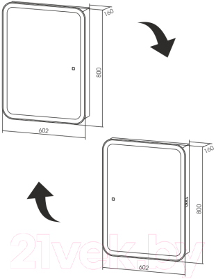 Шкаф с зеркалом для ванной Silver Mirrors Фиджи Flip 60 / LED-00002472