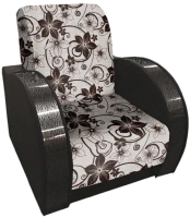 Кресло мягкое Асмана Антуан-1 (рогожка цветок крупный коричневый/кожзам коричневый) - 