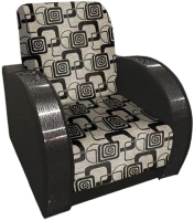 Кресло мягкое Асмана Антуан-1 (рогожка кубики коричневые/кожзам коричневый) - 