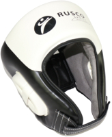 Боксерский шлем RuscoSport Pro С усилением (M, черный/белый) - 
