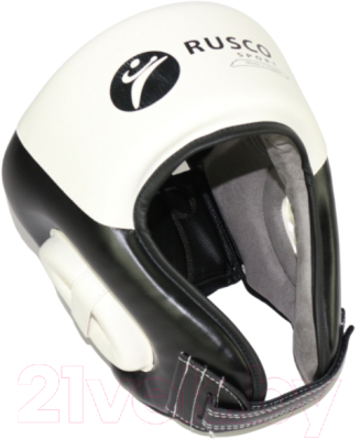 Боксерский шлем RuscoSport Pro С усилением (M, черный/белый)