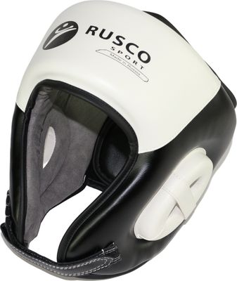 Боксерский шлем RuscoSport Pro С усилением (XL, черный/белый)