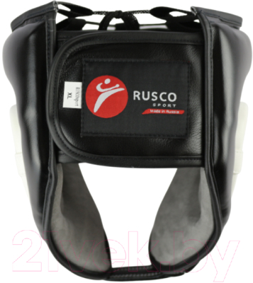 Боксерский шлем RuscoSport Pro С усилением (XL, черный/белый)