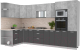 Кухонный гарнитур Интерлиния Мила Лайт 1.68x3.4 левая (бетон/антрацит/травертин) - 