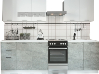 Кухонный гарнитур ДСВ Дуся 2.0 (белый бриллиант/цемент) - 