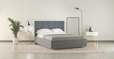 Полуторная кровать Natura Vera Милана с ПМ 140x200 (Lounge 21) - Образец кровати в интерьере