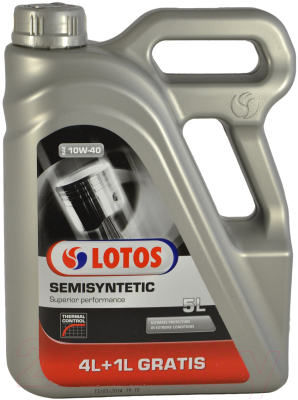Моторное масло Lotos Semisyntetic SL/CF SAE 10W40 Thermal Control (4+1л)