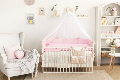 Комплект постельный для малышей Martoo Basik Comfy 6/ CM-BS-6-PN (розовый/бежевый)