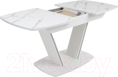 Обеденный стол Аврора Дрезден 80x130-161.5 (камень белый/белый)