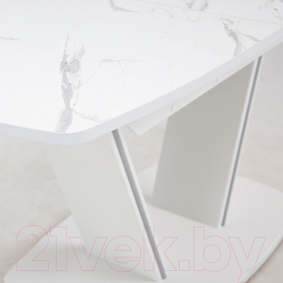 Обеденный стол Аврора Дрезден 80x130-161.5 (камень белый/белый)