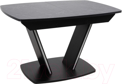 Обеденный стол Аврора Дрезден 80x130-161.5 (камень черный/черный)