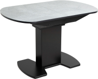 Обеденный стол Аврора Корсика стекло 120-151.5x80 (мрамор серый 12/черный) - 