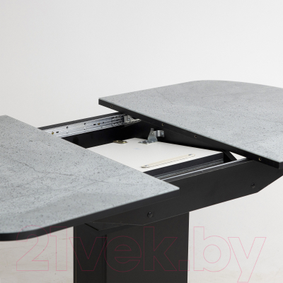 Обеденный стол Аврора Корсика стекло 120-151.5x80 (мрамор серый 12/черный)