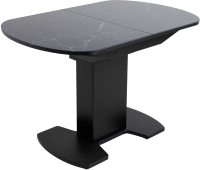 Обеденный стол Аврора Корсика стекло 120-151.5x80 (мрамор черный 9/черный) - 